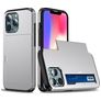 Mobigear Card iPhone 13 Pro Max Hülle Hardcase Backcover Stoßfest mit Kartenhalter - Silber