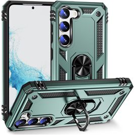 Mobigear Armor Ring Samsung Galaxy S23 Hülle Hardcase Backcover Stoßfest mit Ringhalter - Grün