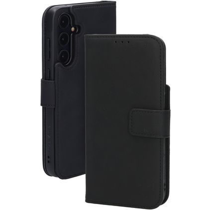 Mobiparts Samsung Galaxy A55 Hülle Echtes Leder Klapphülle Geldbörse - Schwarz