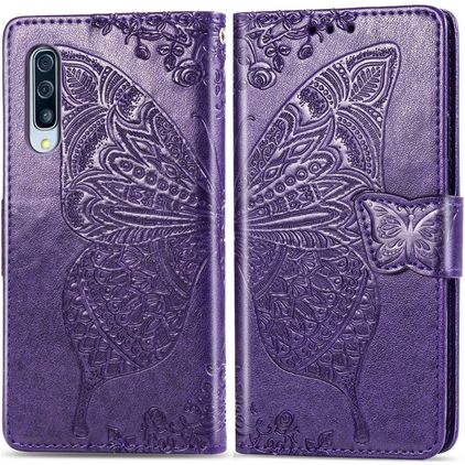 Mobigear Butterfly Samsung Galaxy A50 Hülle Klapphülle Geldbörse - Lila