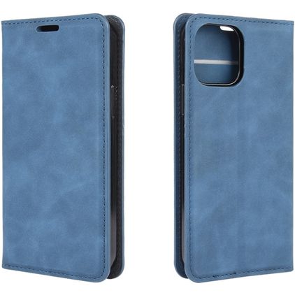 Mobigear Retro Slim iPhone 12 Hülle Klapphülle Geldbörse - Blau