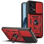 Mobigear Armor Ring Cam Slide OPPO Reno 7 4G Hülle Hardcase Backcover Stoßfest mit Ringhalter und Kamera Slider - Rot