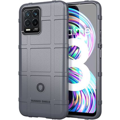 Mobigear Rugged Shield Realme 8 Hülle Flexibles TPU Backcover Stoßfest - Grau