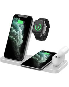 Mobigear JetCharge 4in1 QI-Ladestation für zwei Smartphones / AirPods und Apple Watch - Weiß