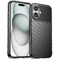 Mobigear Groove iPhone 16 Hülle Flexibles TPU Backcover - Schwarz