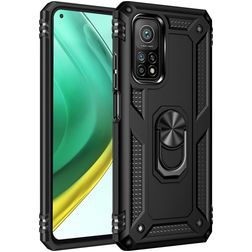 Mobigear Armor Ring Xiaomi Mi 10T Pro Hülle Hardcase Backcover Stoßfest mit Ringhalter - Schwarz