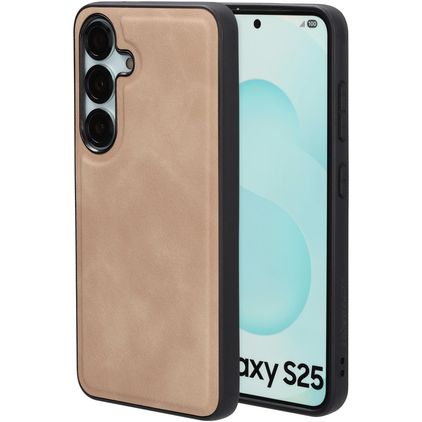 Mobiparts Classic Samsung Galaxy S25 MagSafe Hülle TPU,Kunstleder Backcover - Moonstone Beige