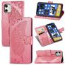 Mobigear Butterfly iPhone 12 Pro Hülle Klapphülle Geldbörse - Pink