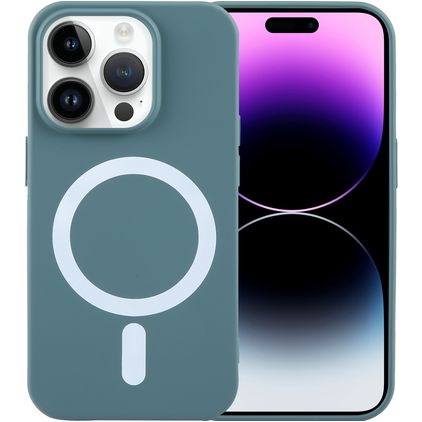 Mobigear Rubber Touch iPhone 15 Pro Max Silikon MagSafe Hülle Backcover - Grün