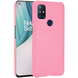 Mobigear Croco OnePlus Nord N10 5G Hülle Hardcase Backcover - Pink