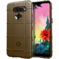 Mobigear Rugged Shield LG K50s Hülle Flexibles TPU Backcover Stoßfest - Braun
