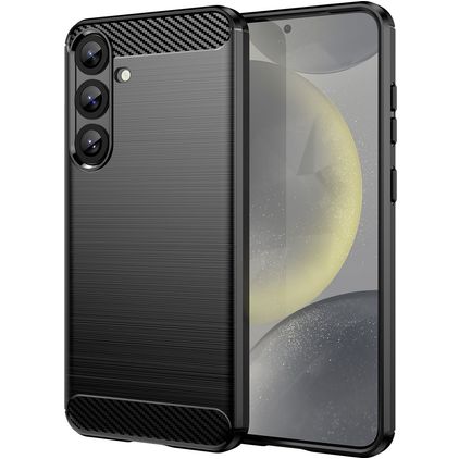 Mobigear Brushed Slim Samsung Galaxy S25 Plus Hülle Flexibles TPU Backcover - Schwarz