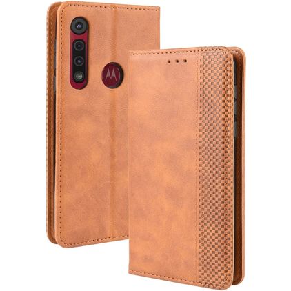 Mobigear Sensation Motorola Moto G8 Plus Hülle Klapphülle Geldbörse - Cognac