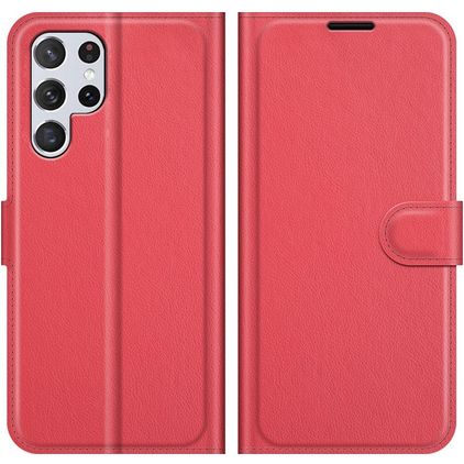 Mobigear Classic Samsung Galaxy S22 Ultra Hülle Klapphülle Geldbörse - Rot