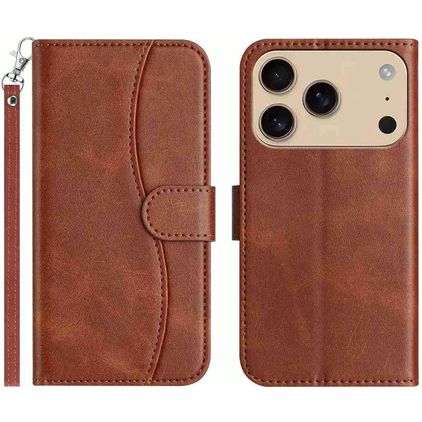 Mobigear S Line iPhone 17 Pro Hülle Klapphülle Geldbörse - Braun