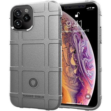 Mobigear Rugged Shield iPhone 12 Pro Max Hülle Flexibles TPU Backcover Stoßfest - Grau