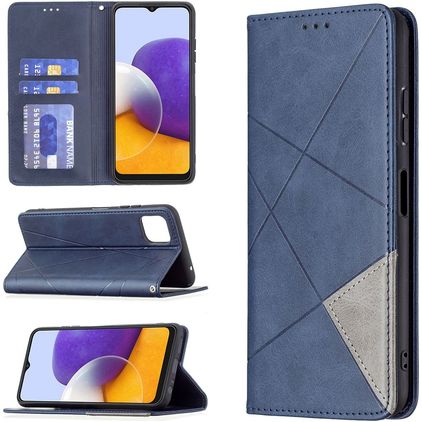 Mobigear Rhombus Slim Samsung Galaxy A22 5G Hülle Klapphülle - Blau