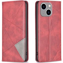 Mobigear Rhombus Slim iPhone 15 Plus Hülle Klapphülle - Rot
