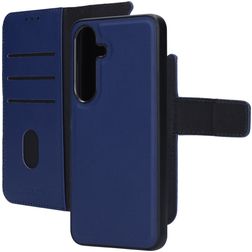 Mobiparts Samsung Galaxy S25 Hülle Echtes Leder Abnehmbare 2in1 Klapphülle Geldbörse - Blau
