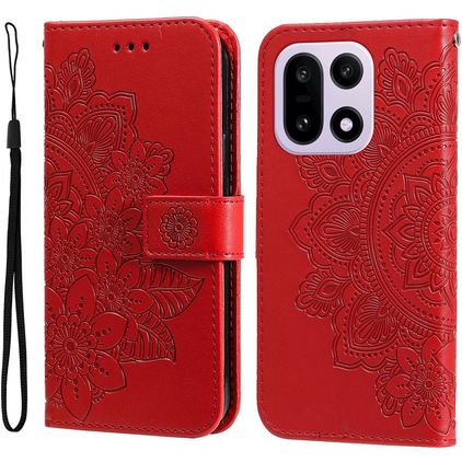 Mobigear Flowers OnePlus 15 Hülle Klapphülle Geldbörse - Rot