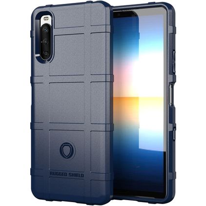 Mobigear Rugged Shield Sony Xperia 10 III Hülle Flexibles TPU Backcover Stoßfest - Blau