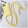 Mobigear Lanyard Card iPhone 15 Pro Max Silikon Handykette mit Kartenhalter - Gelb