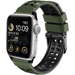 Mobigear Aero Armor Silikon Apple Watch Armband Dornschließe - 49/46/45/44 mm - Armeegrün