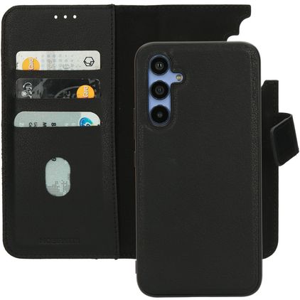 Mobiparts Samsung Galaxy A54 Hülle Echtes Leder Abnehmbare 2in1 Klapphülle Geldbörse - Schwarz