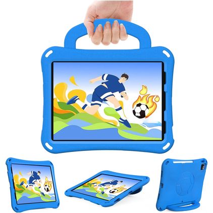 Mobigear Football iPad Air 11 Zoll (2025) Hülle EVA Schaum Backcover + Schulterträger + Ständer - Blau