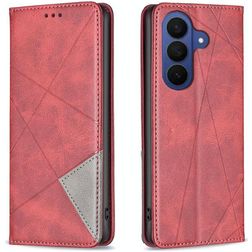 Mobigear Rhombus Slim Samsung Galaxy S26 Hülle Klapphülle - Rot