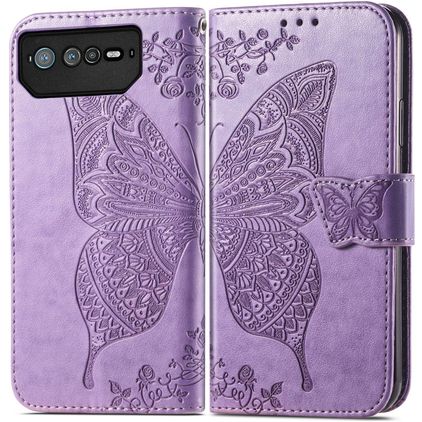 Mobigear Butterfly ASUS ROG Phone 6 Pro Hülle Klapphülle Geldbörse - Lila