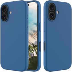 Mobigear Rubber Touch iPhone 16 Silikon Hülle Backcover - Blau