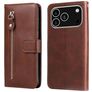Mobigear Zipper iPhone 17 Pro Hülle Klapphülle Geldbörse - Braun