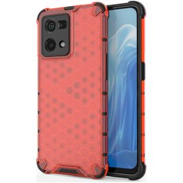 Mobigear Honeycomb OPPO Reno 7 4G Hülle Hardcase Backcover Stoßfest - Rot