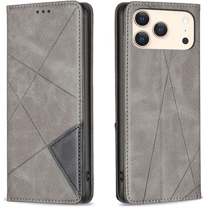 Mobigear Rhombus Slim iPhone 18 Pro Hülle Klapphülle - Grau