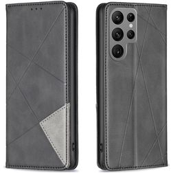 Mobigear Rhombus Slim Samsung Galaxy S23 Ultra Hülle Klapphülle - Schwarz