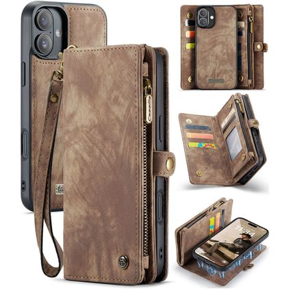 Caseme 008 iPhone 16 Plus Hülle Abnehmbare 2in1 Klapphülle Geldbörse - Braun