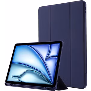 Mobigear Tri-Fold Gel iPad Air 11 Zoll (2025) Hülle TPU,Kunstleder Klapphülle + Stifthalter - Dunkelblau