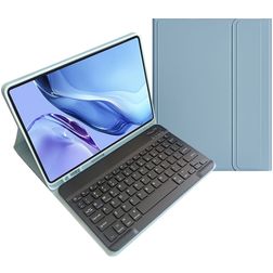 Mobigear Keys iPad Pro 11 Zoll (2024) Hülle QWERTY Bluetooth Tastatur Klapphülle + Stifthalter - Blau