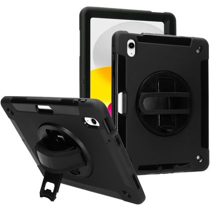Mobiparts Armor iPad 10 (2022) Stoßfeste Hardcase Hülle + Ständer - Schwarz