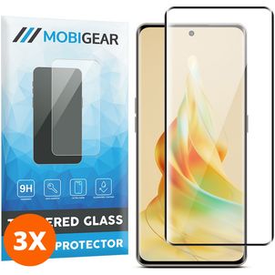 Mobigear Premium OPPO Reno 8T 5G Panzerglas Gehärtetes Glas Displayschutz - Hüllenfreundlich - Schwarz (3er Pack)