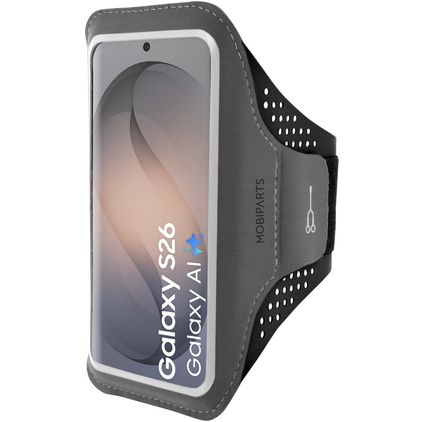 Mobiparts Comfort Fit Handyhalterung Joggen Samsung Galaxy S26 Sporthülle Neopren Sportarmband - Schwarz