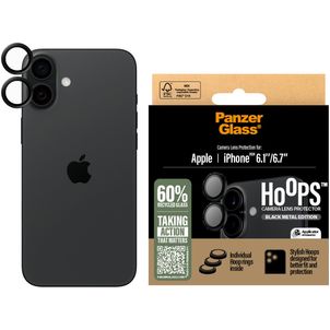 PanzerGlass Hoops iPhone 16 Plus Gehärtetes Glas Kameralinsen Schutz - Hüllenfreundlich - Schwarz