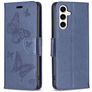 Mobigear Butterfly Samsung Galaxy S23 FE Hülle Klapphülle Geldbörse - Blau