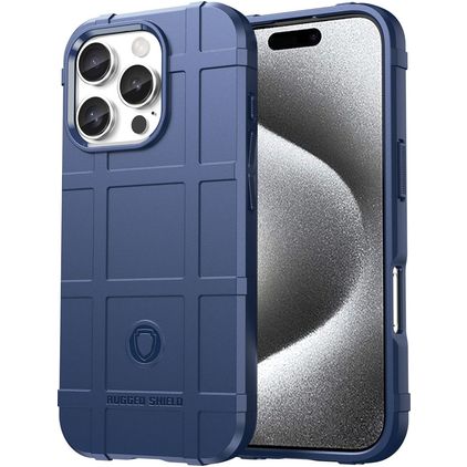 Mobigear Rugged Shield iPhone 16 Pro Max Hülle Flexibles TPU Backcover Stoßfest - Blau