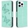 Mobigear Butterfly iPhone 15 Pro Hülle Klapphülle Geldbörse - Grün