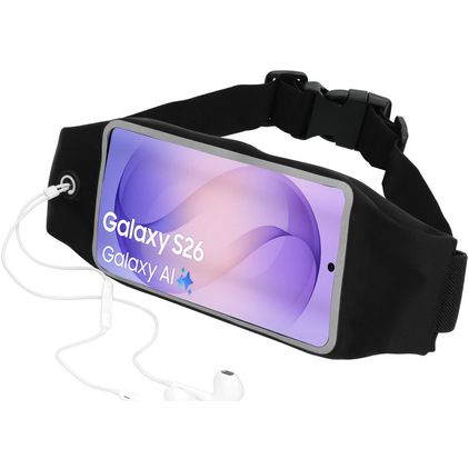 Mobiparts Comfort Fit Belt Handyhalterung Joggen Samsung Galaxy S26 Sporthülle Neopren Gürtel - Schwarz