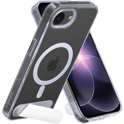 Mobiparts Hardcover Durchsichtig iPhone 16e MagSafe Hülle Hardcase Backcover mit Ständer - Transparent