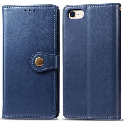 Mobigear Snap Button iPhone 7 Hülle Klapphülle Geldbörse - Blau