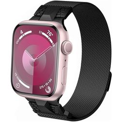 Mobigear Mecha Loop Milanaise Apple Watch Armband Magnetverschluss - 49/46/45/44 mm - Schwarz